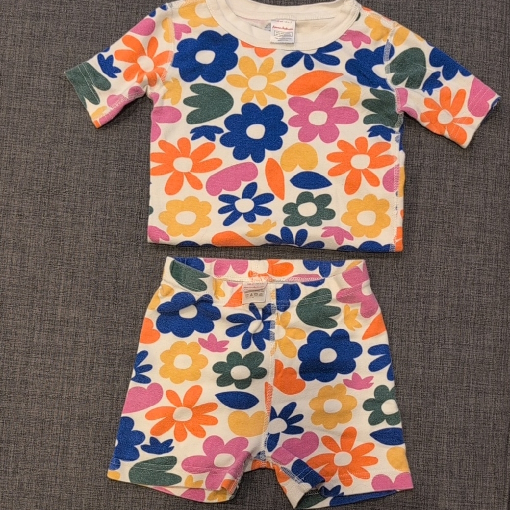 Hanna Andersson Blue and Orange Floral Pajamas Set